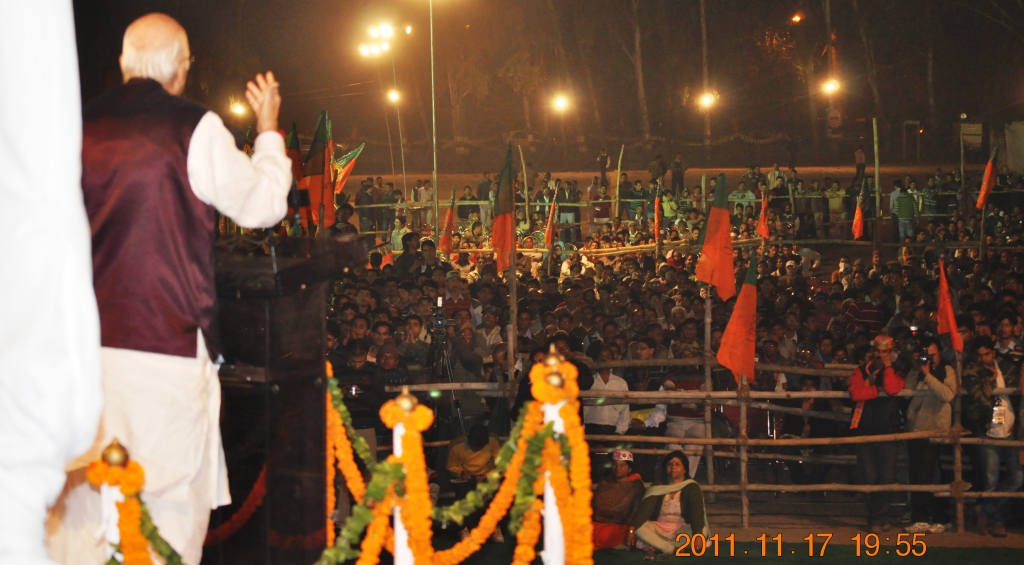 Shri L.K. Advani during Jan Chetna Yatra at Uttrakhand on November 17, 2011