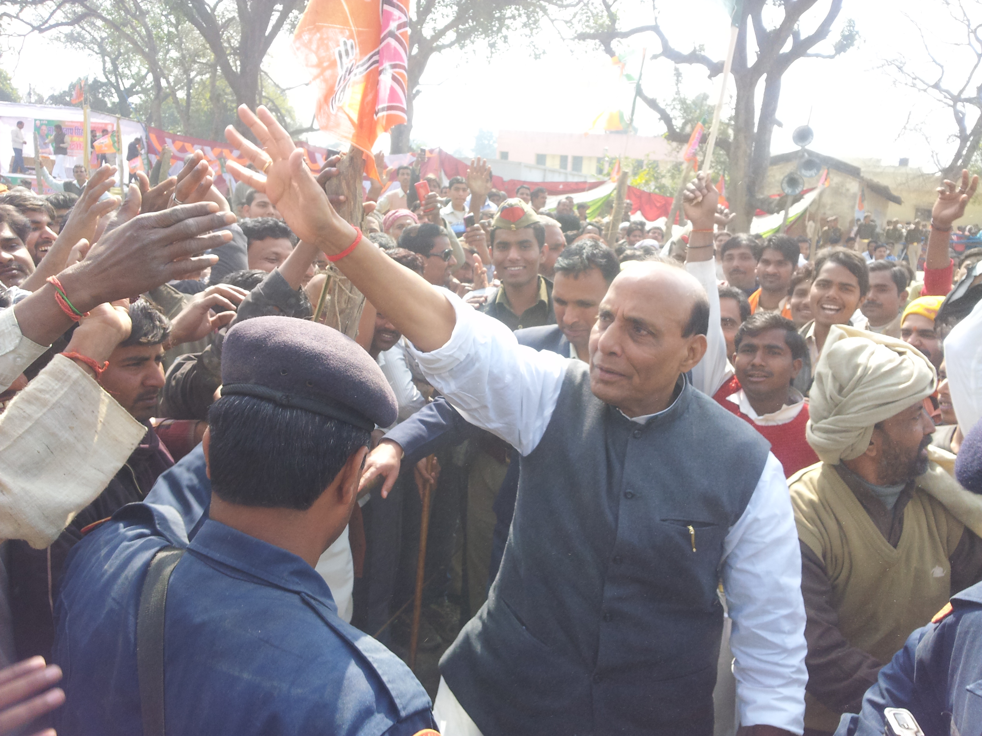  Shri Rajnath Singh, Former National President, addressing a public meeting during UP Assembly Election on February 12, 2012