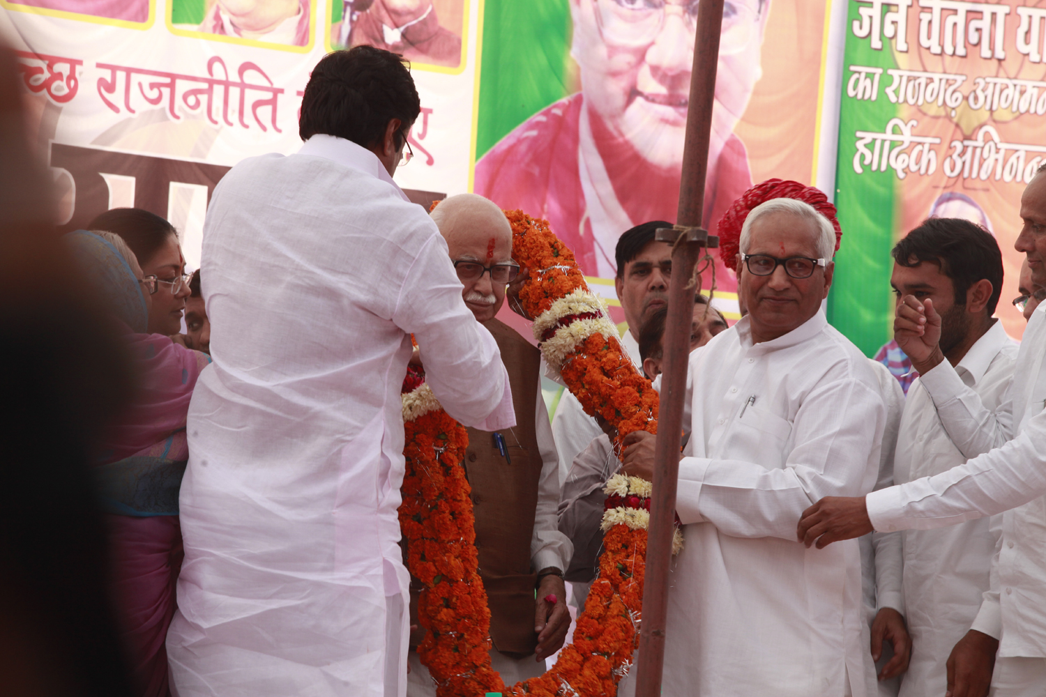 Shri L.K. Advani during Jan Chetna Yatra at Rajgarh (Rajasthan) on November 12, 2011