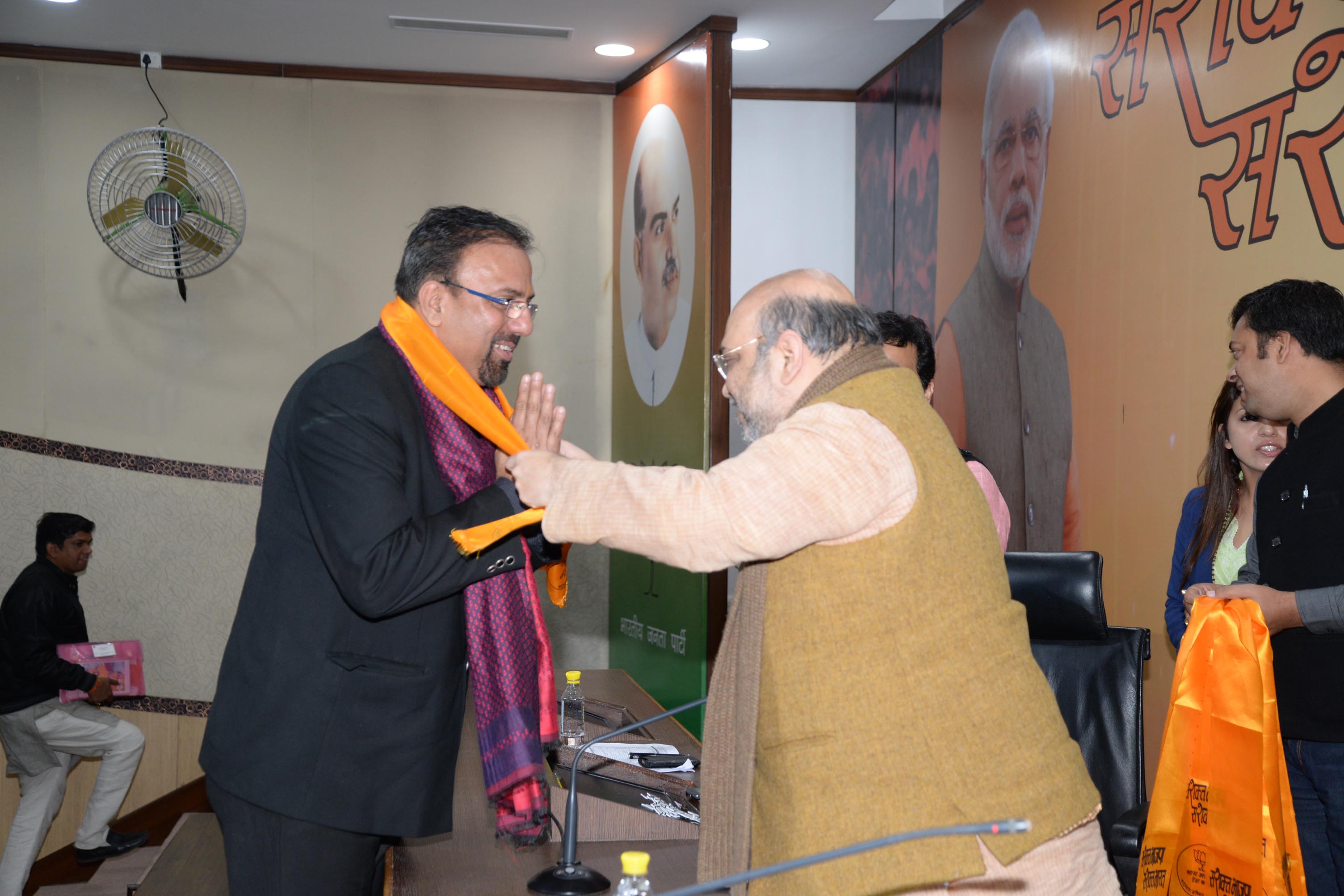 Senior corporate & Business leaders joining BJP in the presence of BJP National President, Shri Amit Shah along with BJP National Secretary, Sh Shrikant Sharma, Shri Arun Singh & BJYM President, Shri Anurag Thakur on February 1, 2015