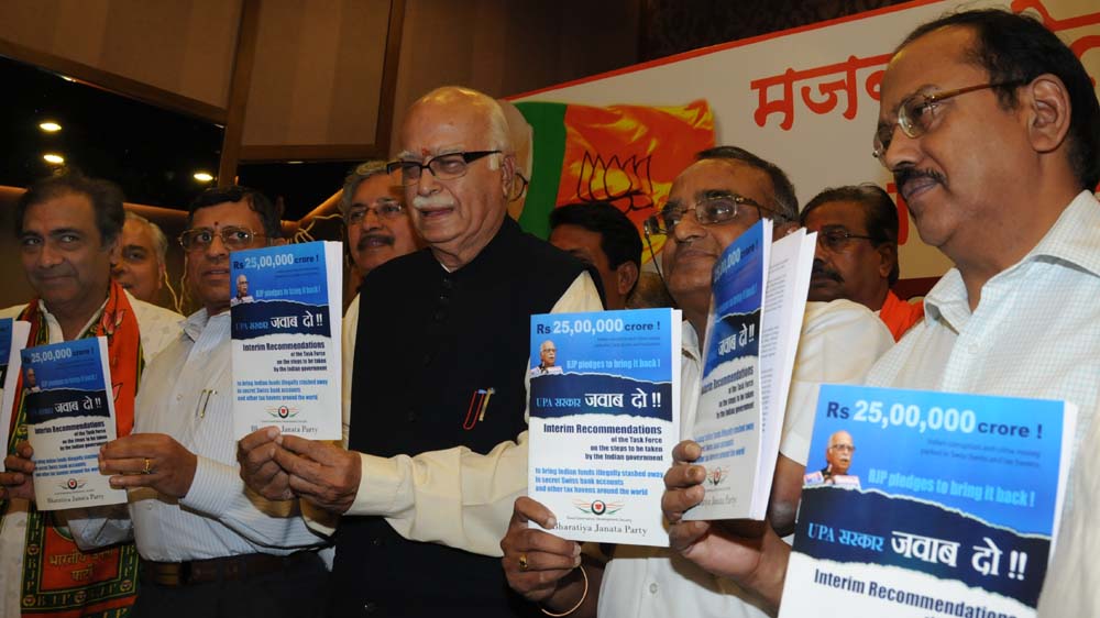 Shri L.K. Advaniji, Leader of the Opposition (Lok Sabha) during a press conference in Mumbai on April 17, 2009