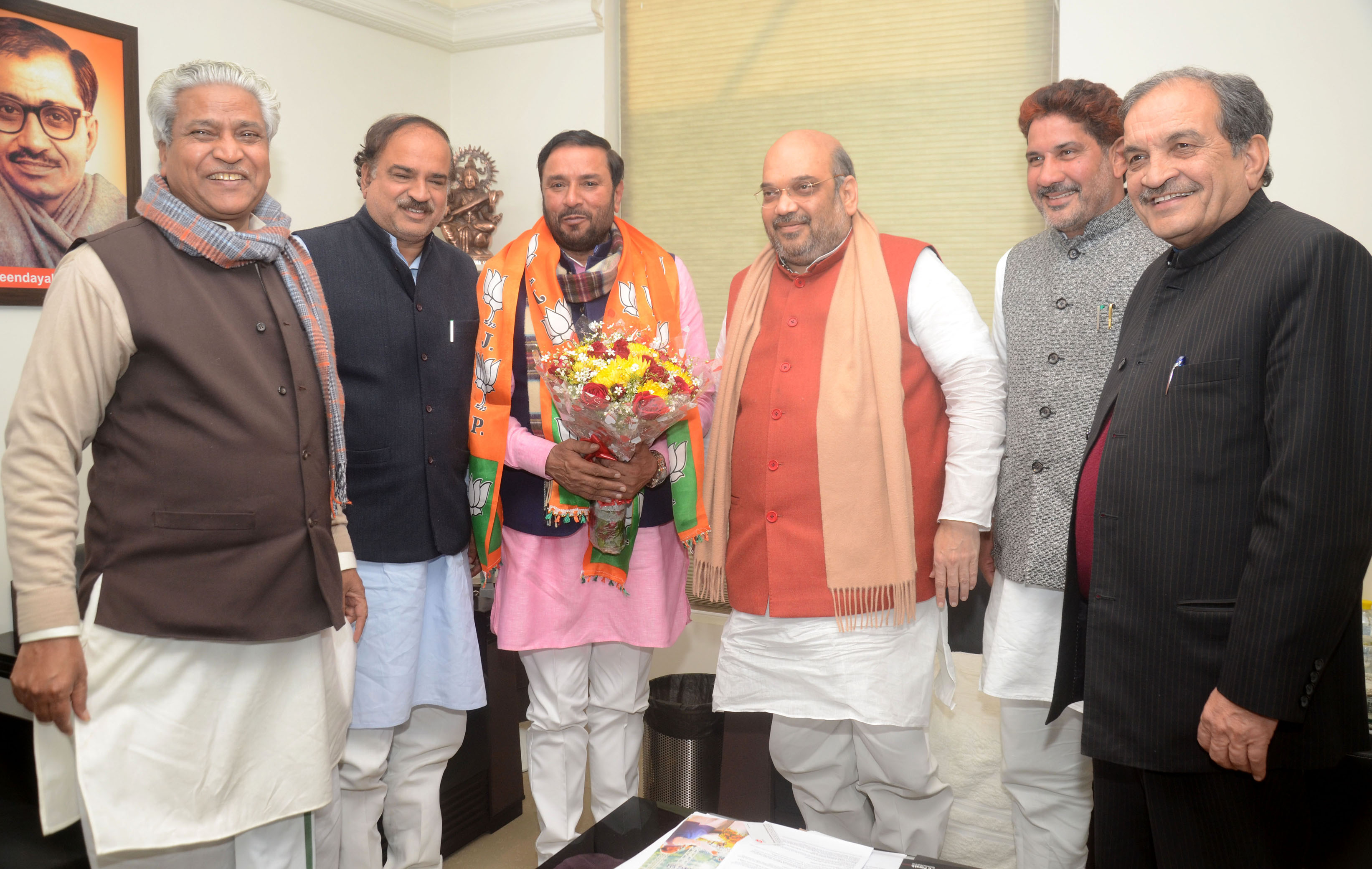 Shri Avtar Singh Bhadana joining BJP in the presence of BJP President, Shri Amit Shah at 11, Ashoka Road on February 2, 2015