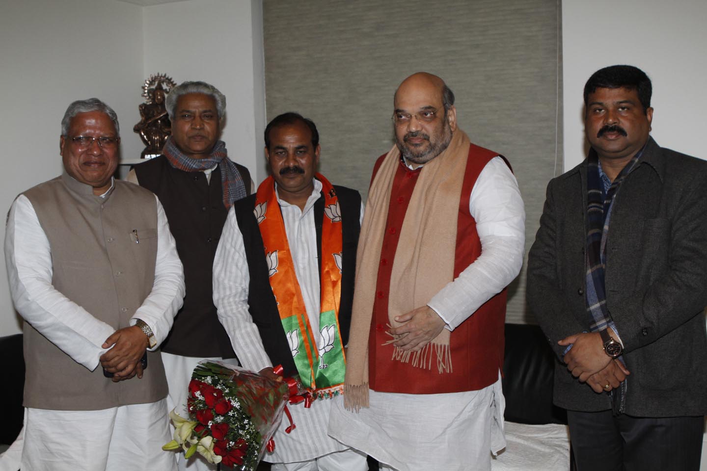 Shri Dara Singh Chauhan joining BJP in the presence of BJP President, Shri Amit Shah at 11, Ashoka Road on February 2, 2015