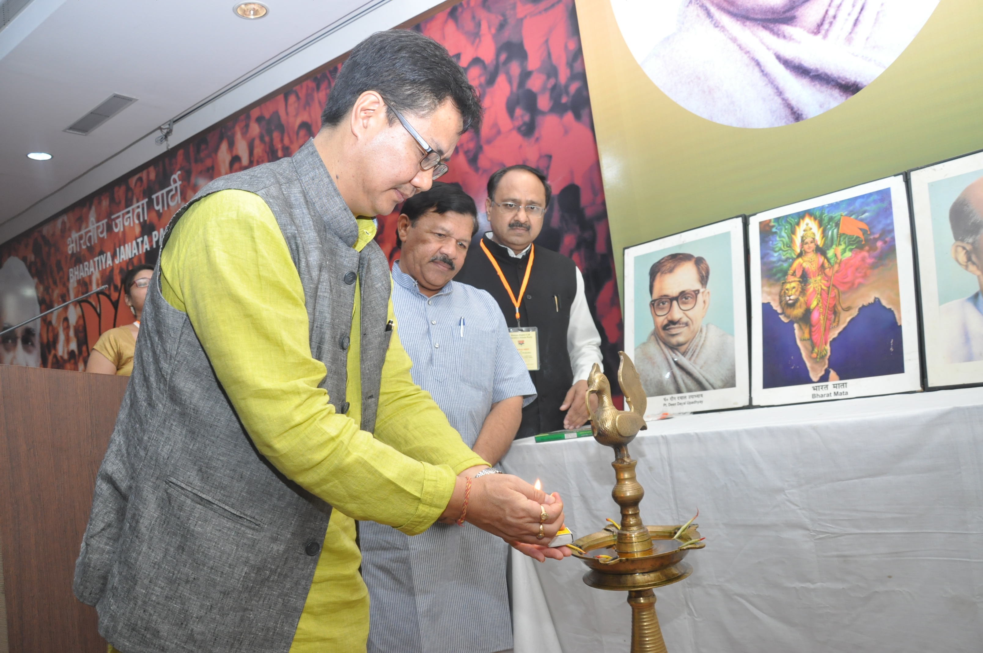 Shri Kiran Rijiju & Shri Shyam Jaju inaugurating National Executive Meeting of BJP Human Rights Cell at 11, Ashoka Road on July 2, 2014