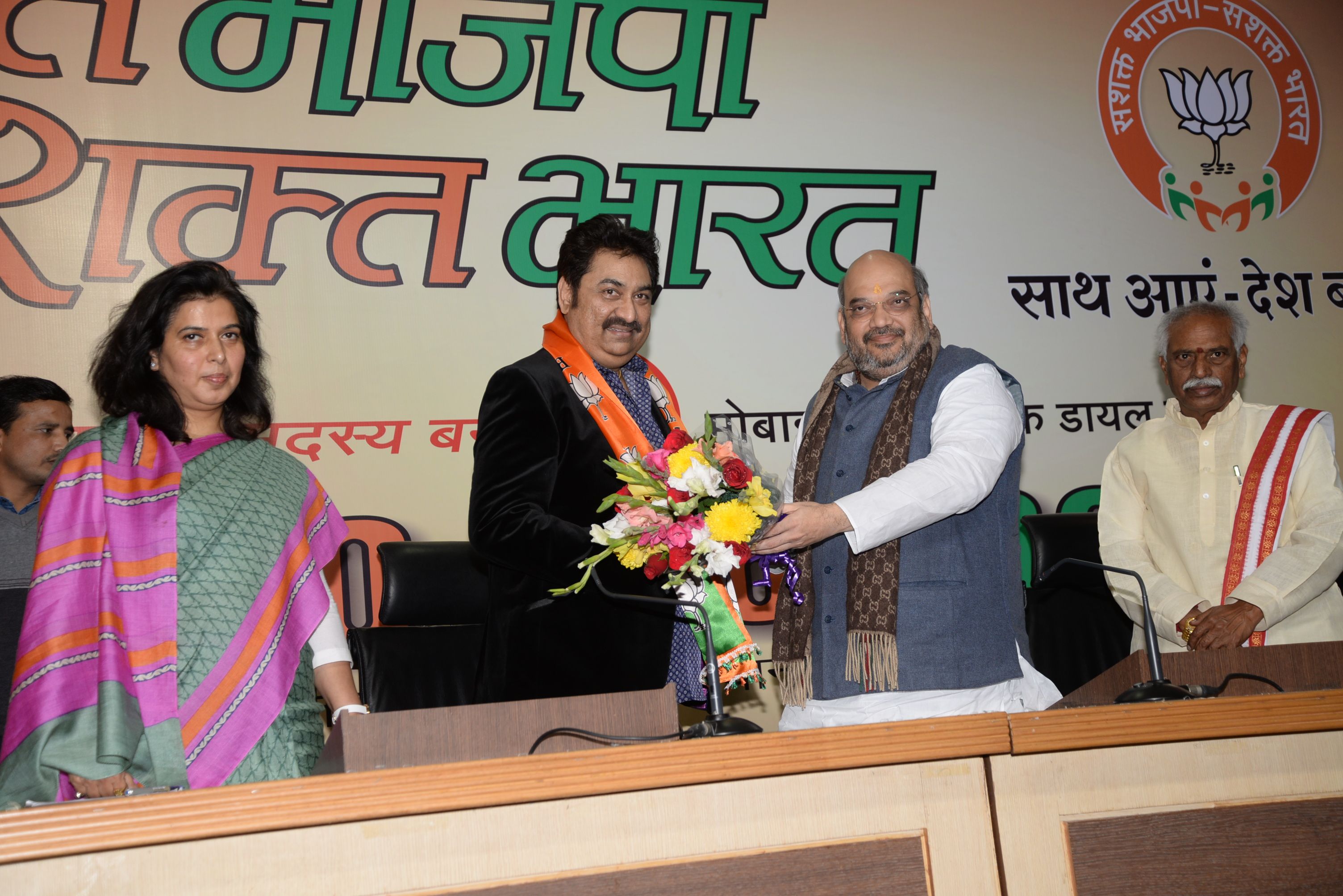 Shri Kumar Shanu, Bollywood playback singer & Sh A Narasimha Reddy, Chairman Bar Council (Hyderabad) joining BJP in the presence of BJP National President, Shri Amit Shah at 11, Ashoka Road on December 2, 2014