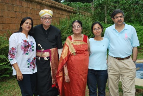 Shri L K Advaniji, Leader of the Opposition (Lok Sabha) in traditional Kodava (Coorg) attire alongwith family on June 25, 2009