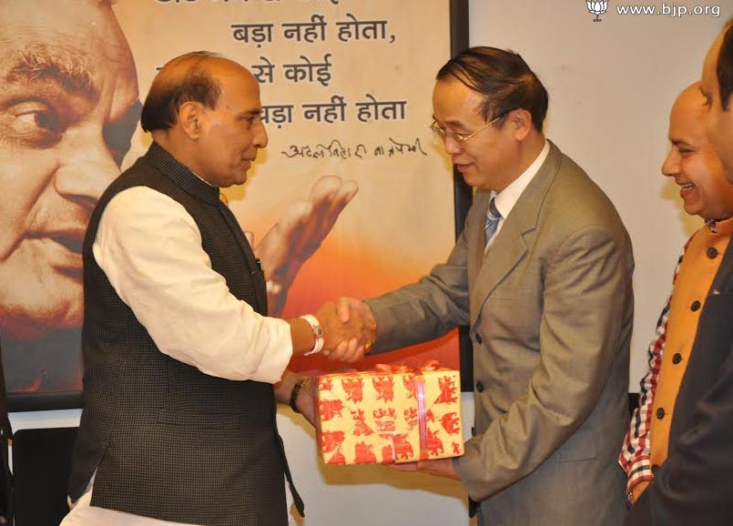 Shri Rajnath Singhji's meeting with delegation led by China Vice Minister Mr. Ai Ping at 11, Ashoka Road on February 19, 2014