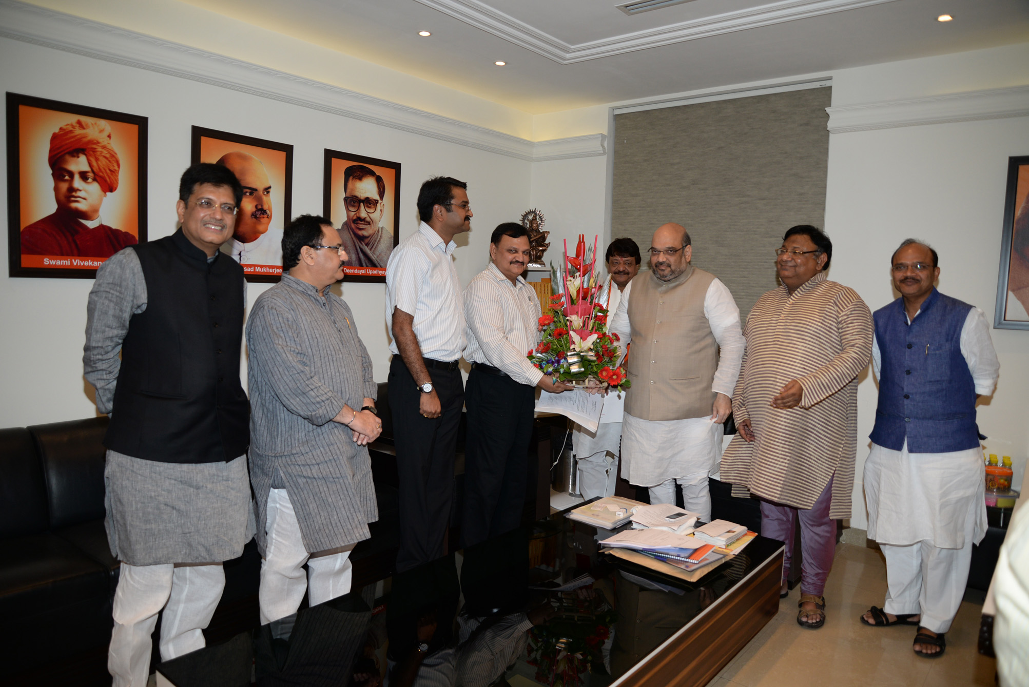 Shri Ramindra Jakhu joining BJP in the presence of BJP President, Shri Amit Shah at 11 Ashoka Road, New Delhi on September 20, 2014