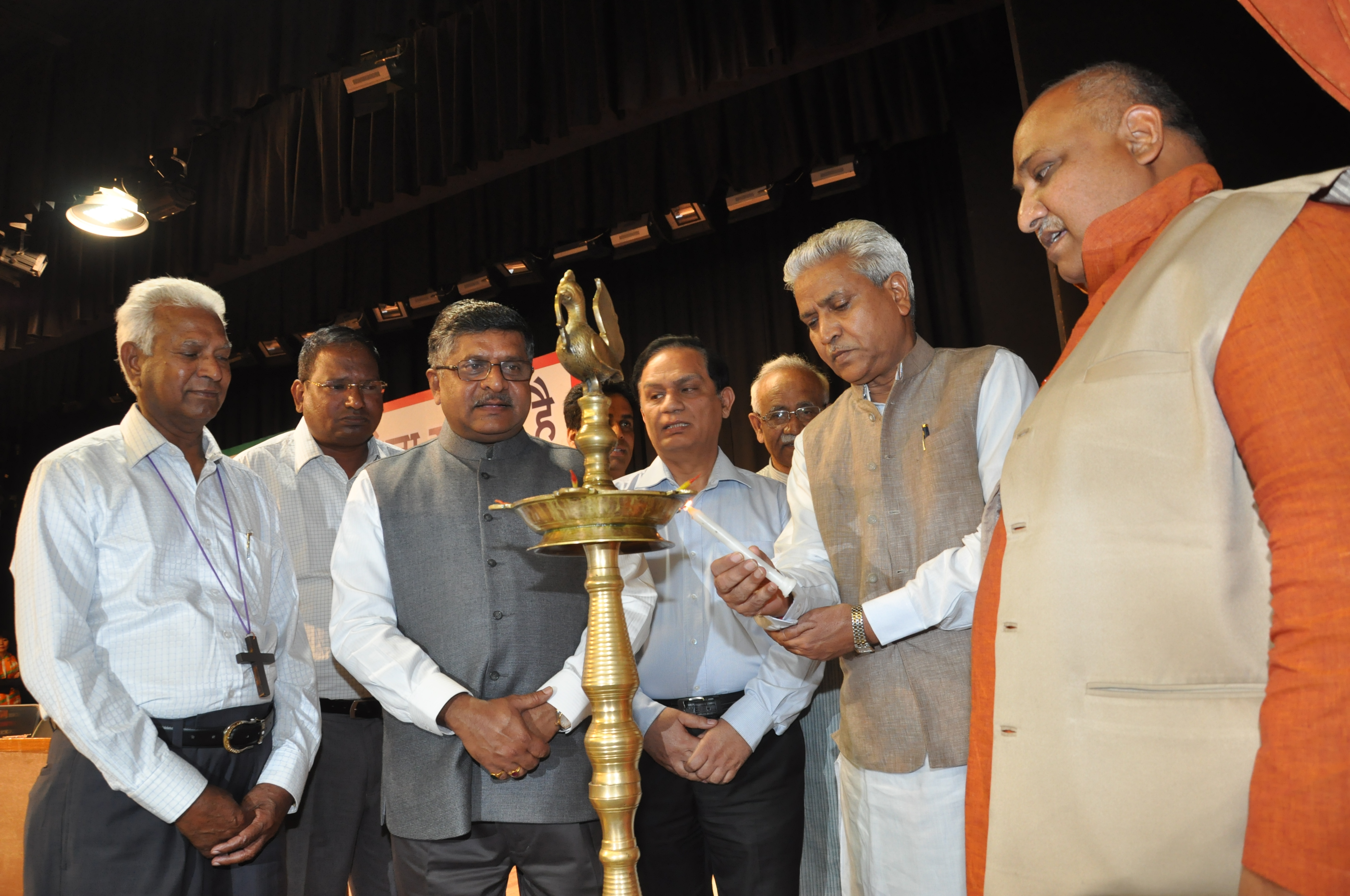 Shri Ramlalji & Shri Ravi Shankar Prasad attending  "Modi For PM, Christian for Modi" org by Esaiye Rastrya Manch & Christian United Democratic Forum at NDMC Convention Centre on March 20, 2014