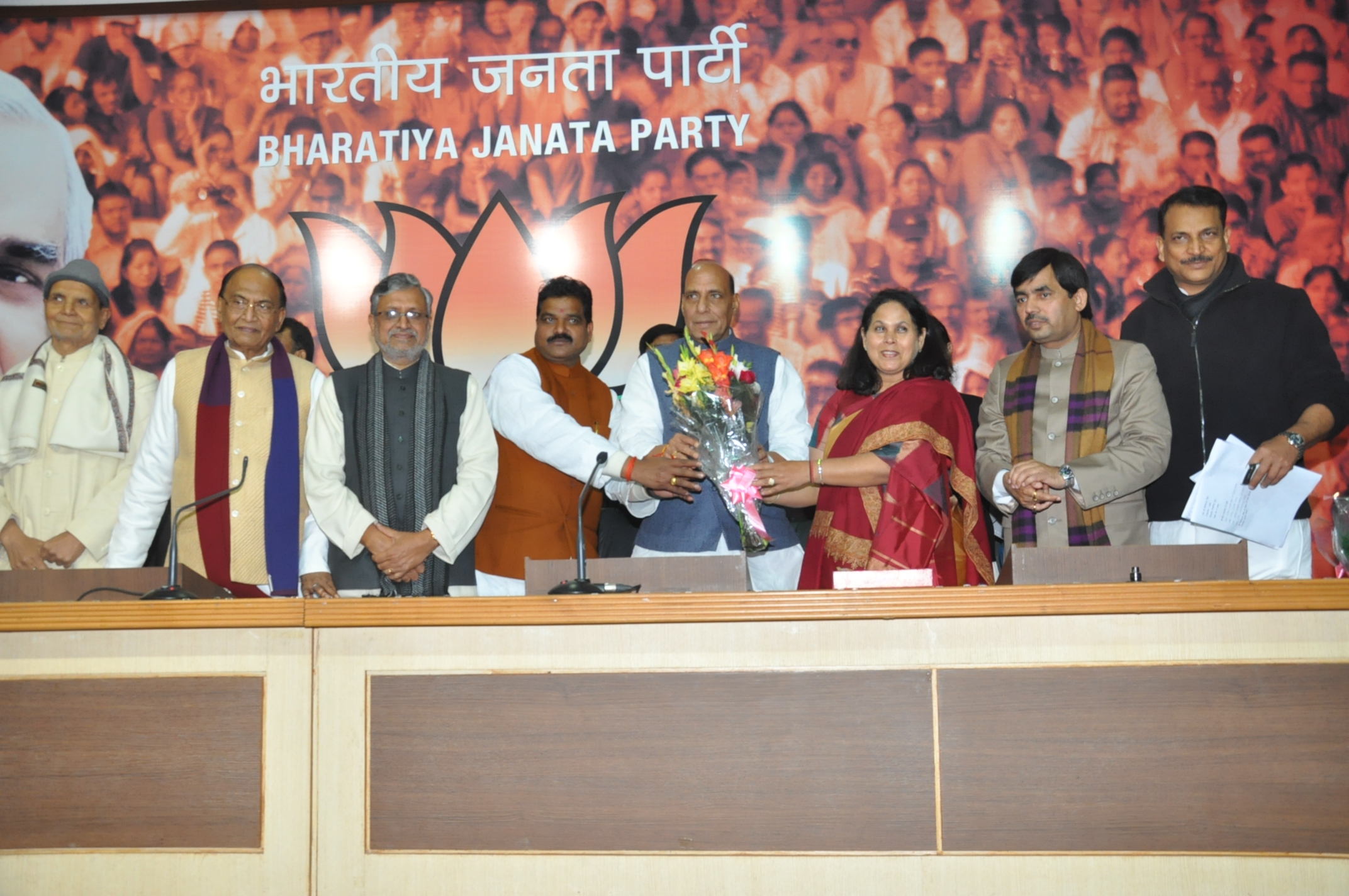 Smt Putul Singh, MP(Banka) W/o Late Shri Digivijay Singh & Shri Om Prakash Yadav, MP(Siwan) join BJP in presence of BJP National President, Shri Rajnath Singh at 11 Ashok, New Delhi on January 20, 2014