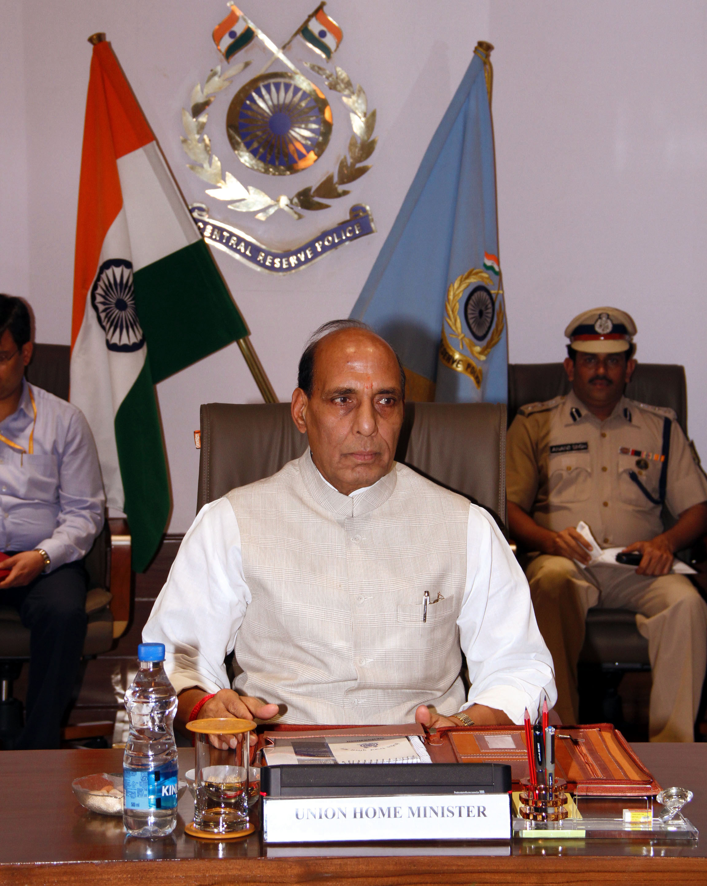 The Union Home Minister Shri Rajnth Singh visiting the Central Reserve Police Force (CRPF) Headquarters in New Delhi on 26 June 2014