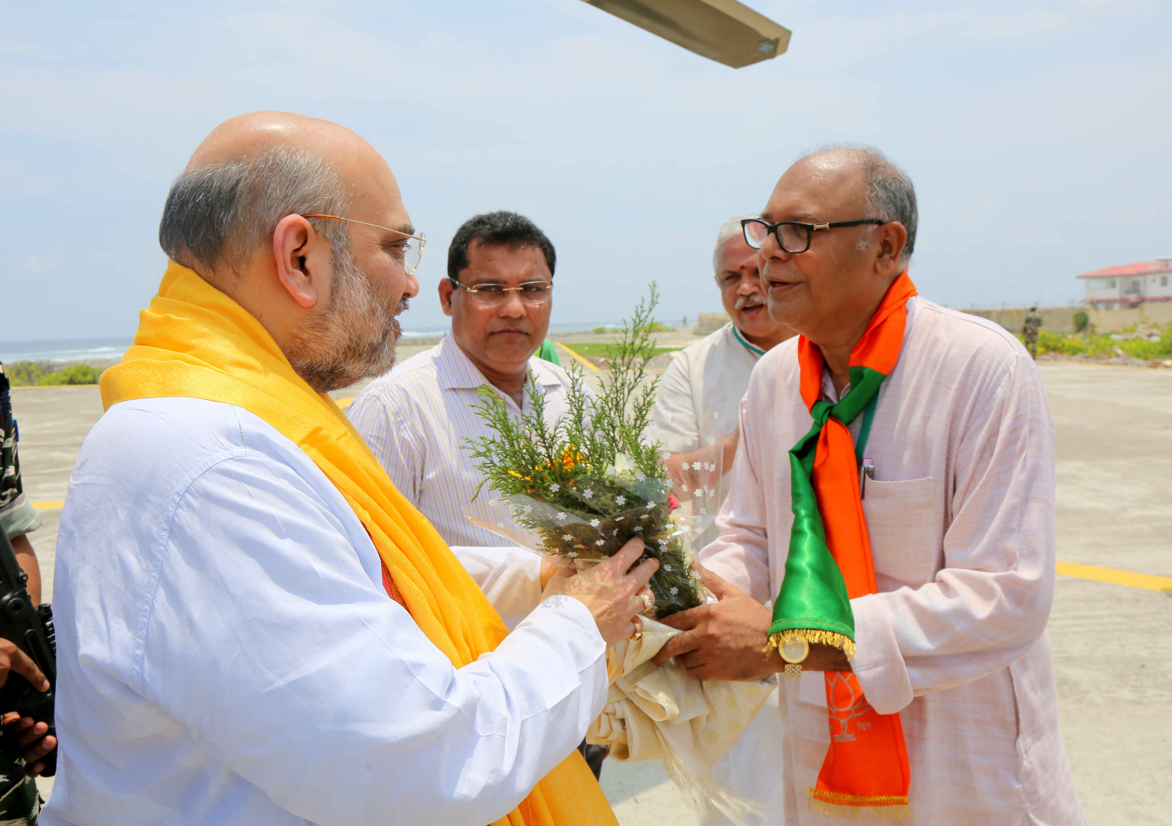 Traditional welcome of BJP National President, Shri Amit Shah on his arrival at Kavaratti Island, Lakshadweep on 16 May 2017