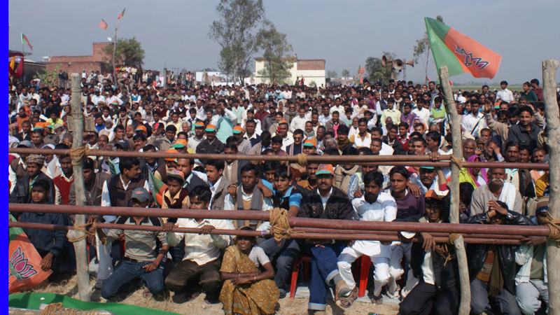 Sushree Uma Bharti addressing a public meeting during Uttar Pradesh Assembly Election on February 02, 2012