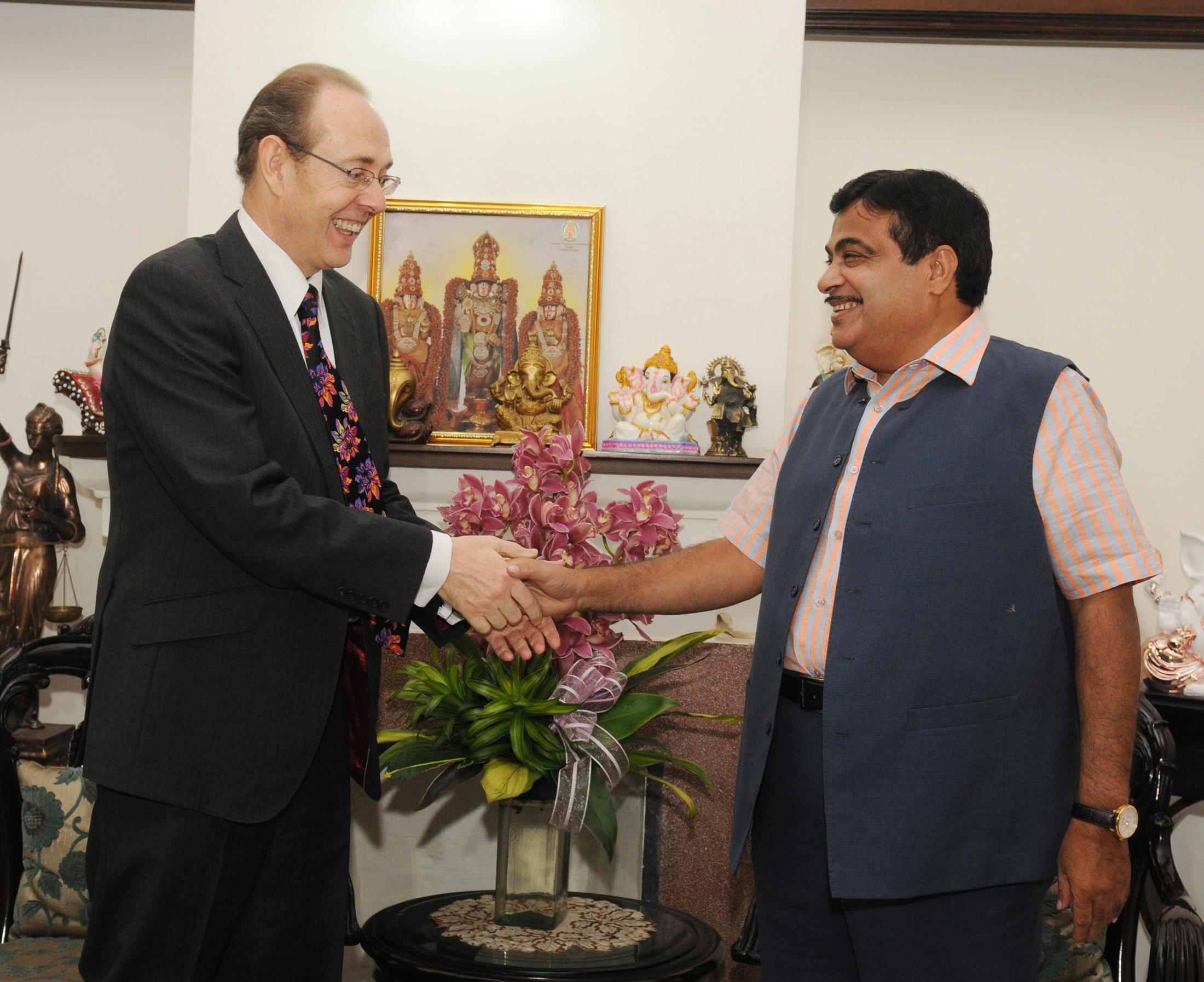 Union Minister for Road Transport, Highways & Shipping, Shri Nitin Gadkariji's meeting with British High Commissioner, Mr. Sir James Bevan KCMG at his residence 13, Teen Murthi Lane on June 6, 2014 