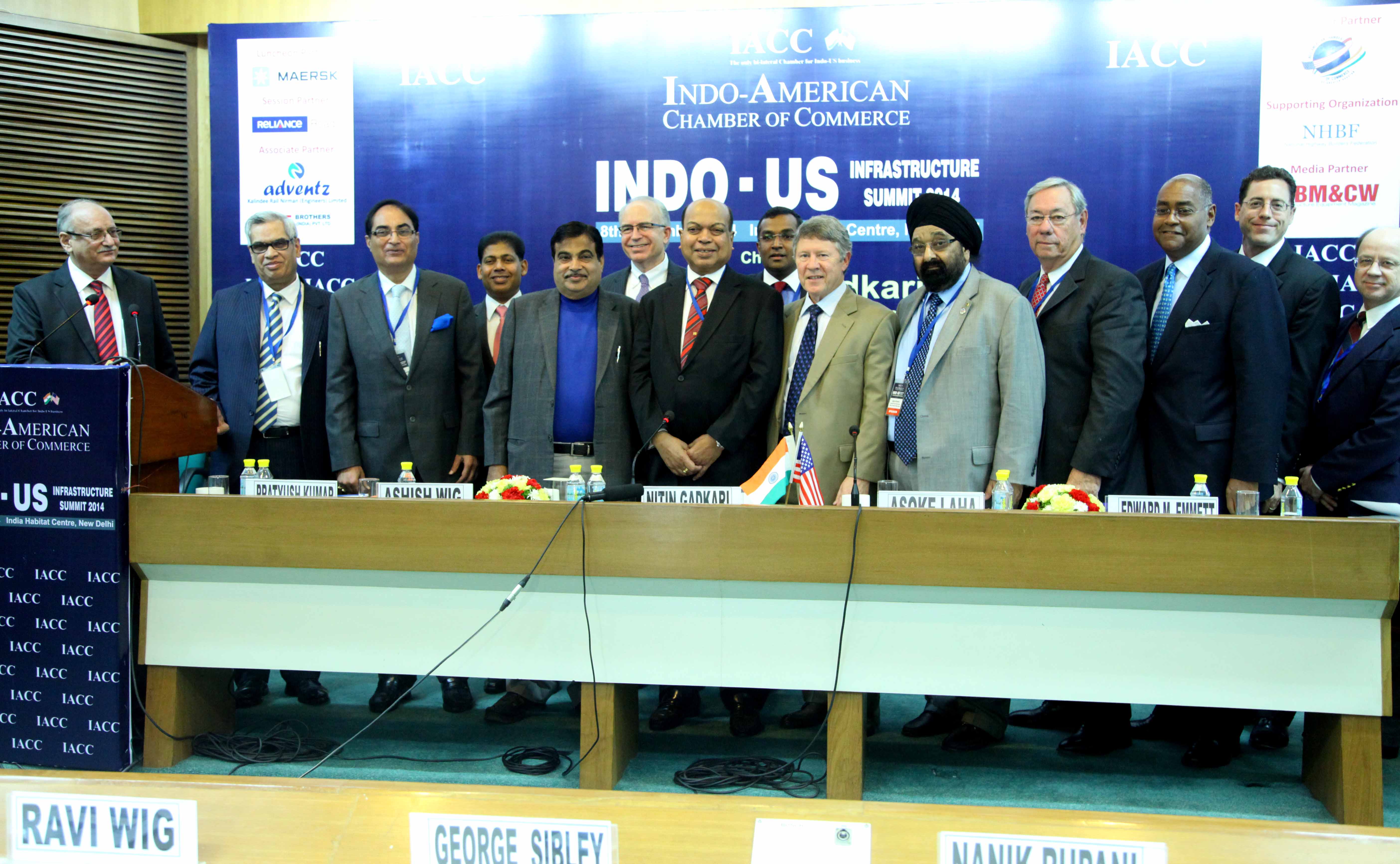 Union Minister of Road Transport & Highways and Shipping, Shri Nitin Gadkari at Indo-US Infrastructure Summit 2014, organised by Indo-American Chamber of Commerce at India Habitat Center, New Delhi on December 8, 2014 